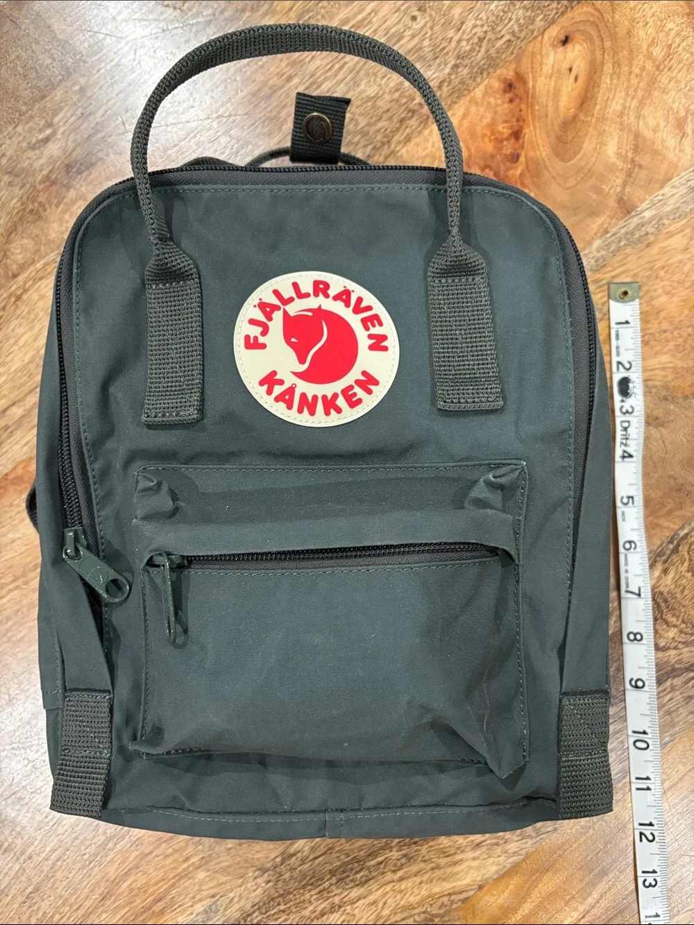 Fjallraven Kånken MINI Backpack - Forest Green with White/Red Logo